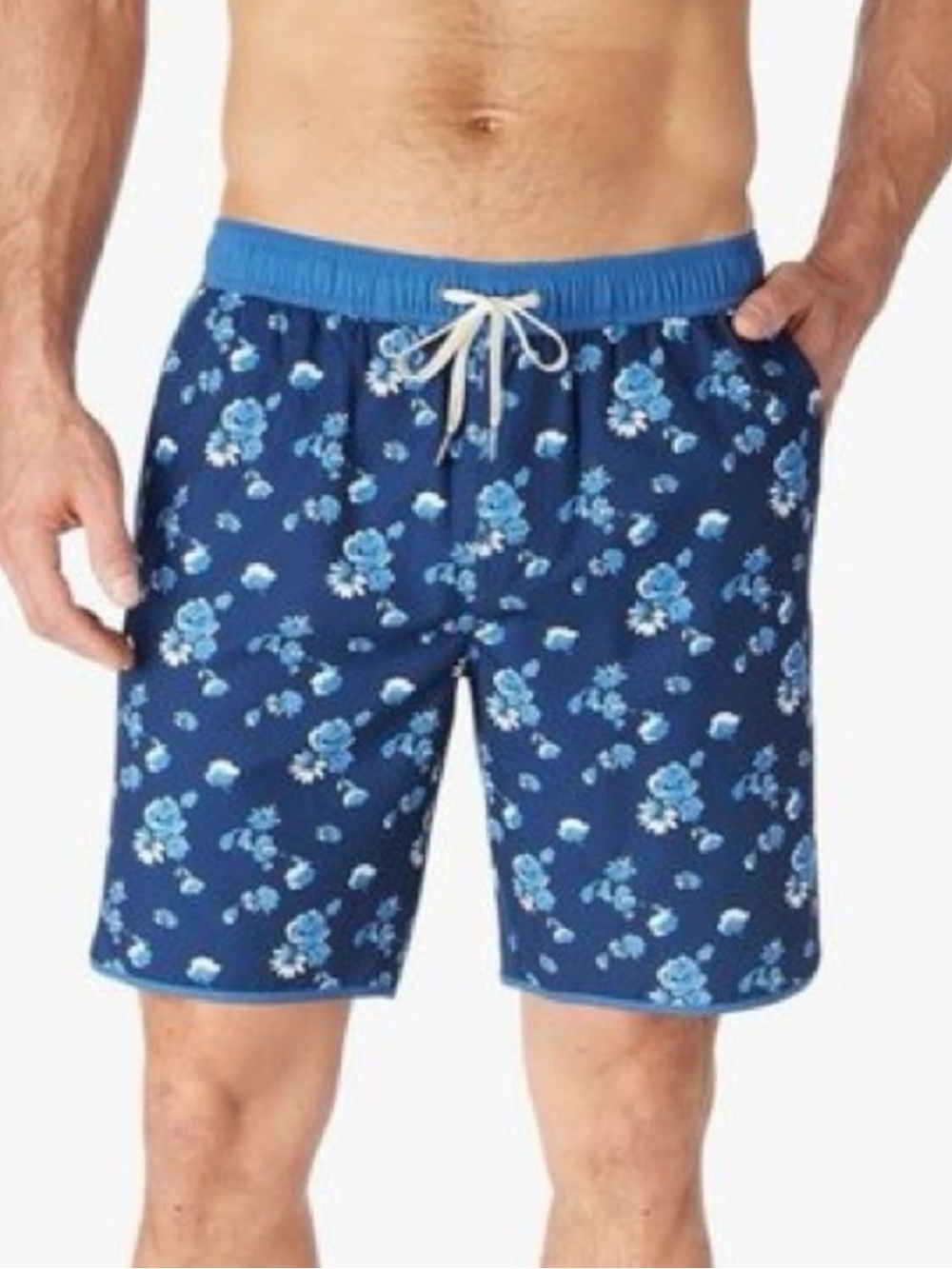 New Fair Harbor Anchor Swim Trunks Boardshorts Blue Beach Floral